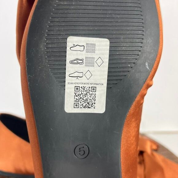 ASOS DESIGN Ballet Flats Womens US 7 In Rust Satin Lake bow pointed - Picture 8 of 12